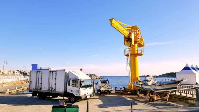Crane working on a marine or harbour lifting project