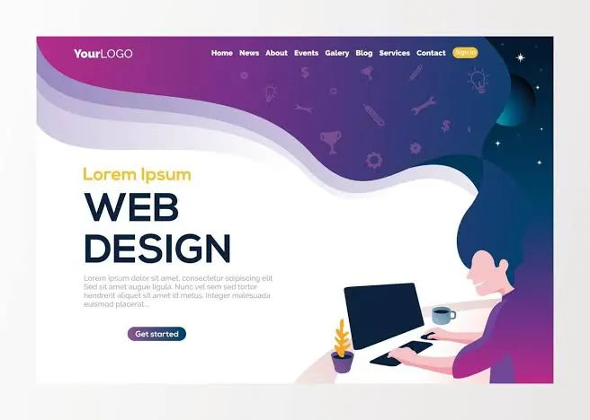 Illustrated web design landing page example