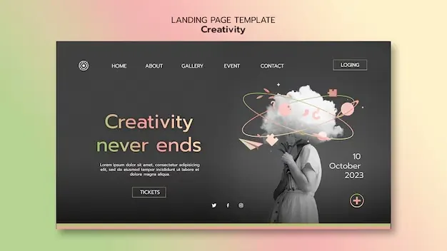 Dark creative landing page with experimental visual design