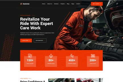 Automotive workshop website concept example created to show the range of Black Rhino website design styles